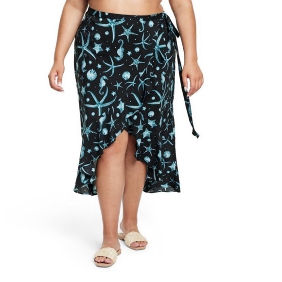 Agua Bendita X Target Deep Sea Print Wrap Skirt Various Plus Sizes NEW! - Picture 1 of 3